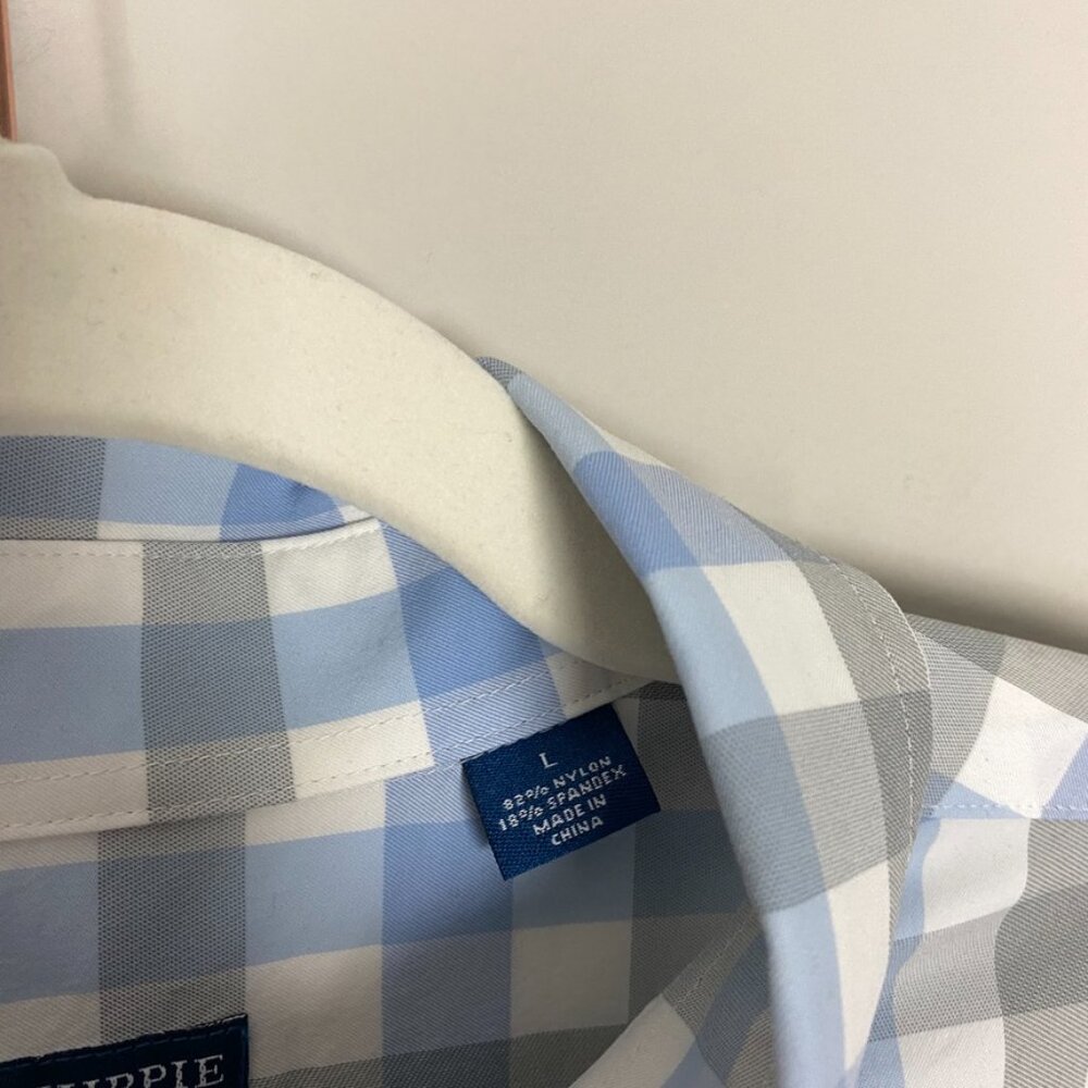 Fish Hippie Check Plaid Button Down Shirt Mens‎ Large Long Sleeve Blue Grey - Picture 5 of 8